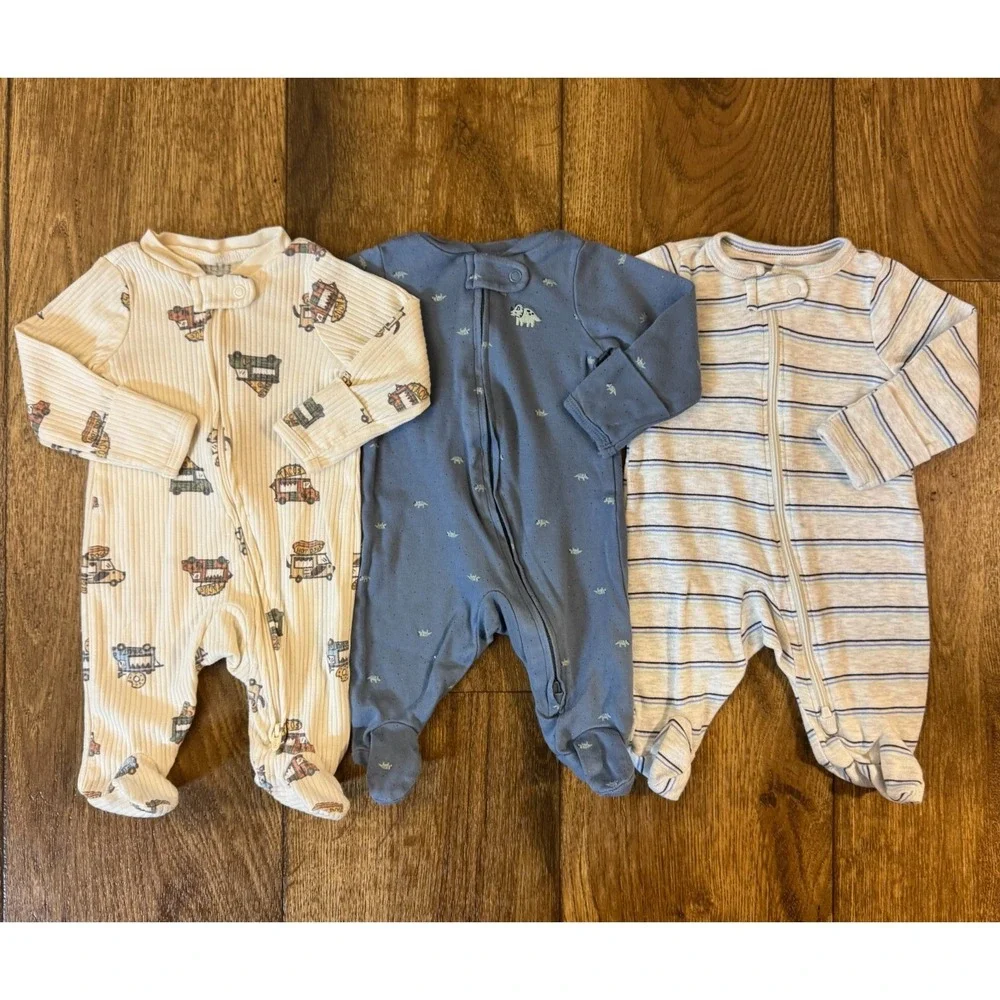 Carter's Baby Boy Sleepers Newborn Sleep N Play Clothes Lot Bundle Food Trucks